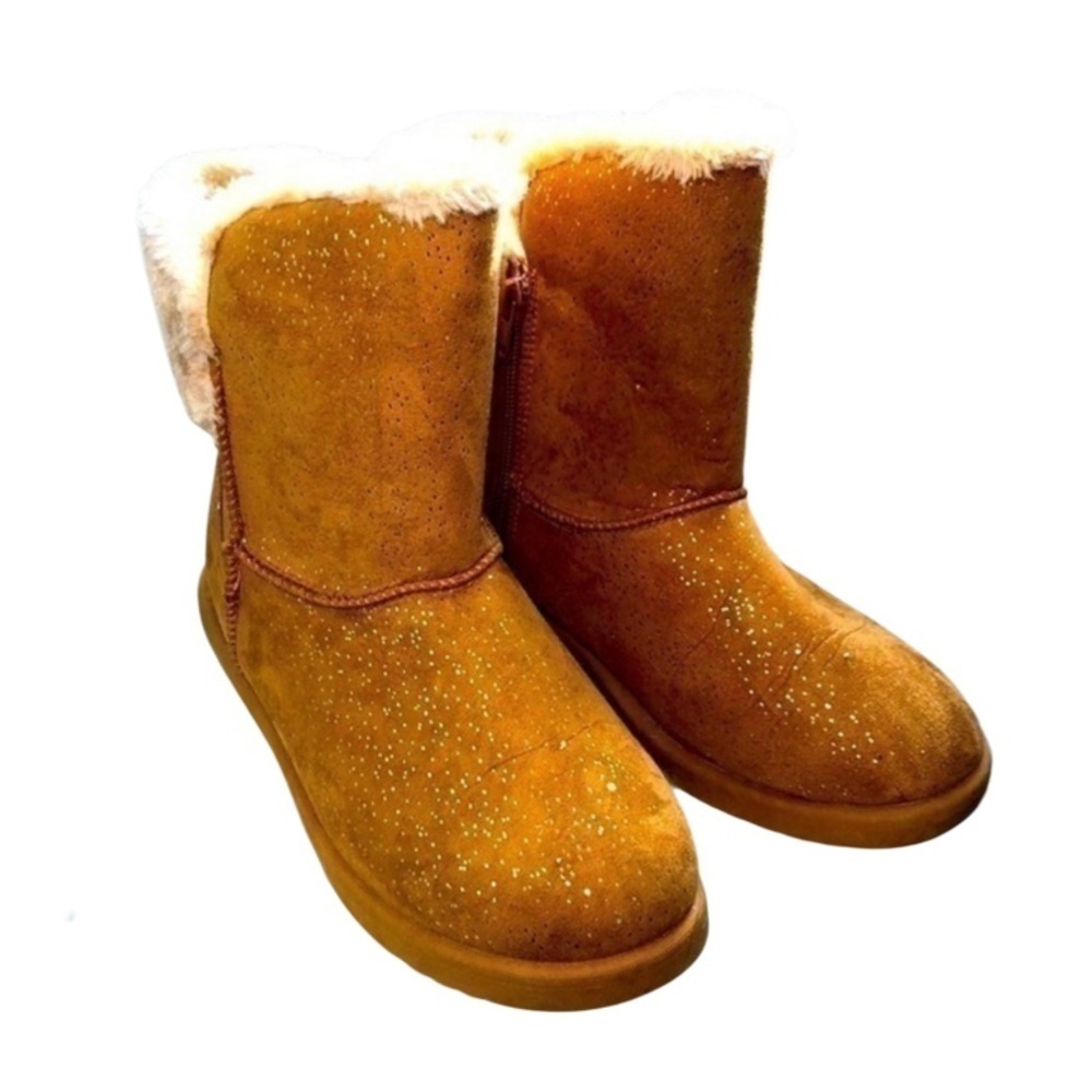 ROEBUCK & CO | Women’s Brown Ankle Height Boots + Gold Sparkle, Size 5.